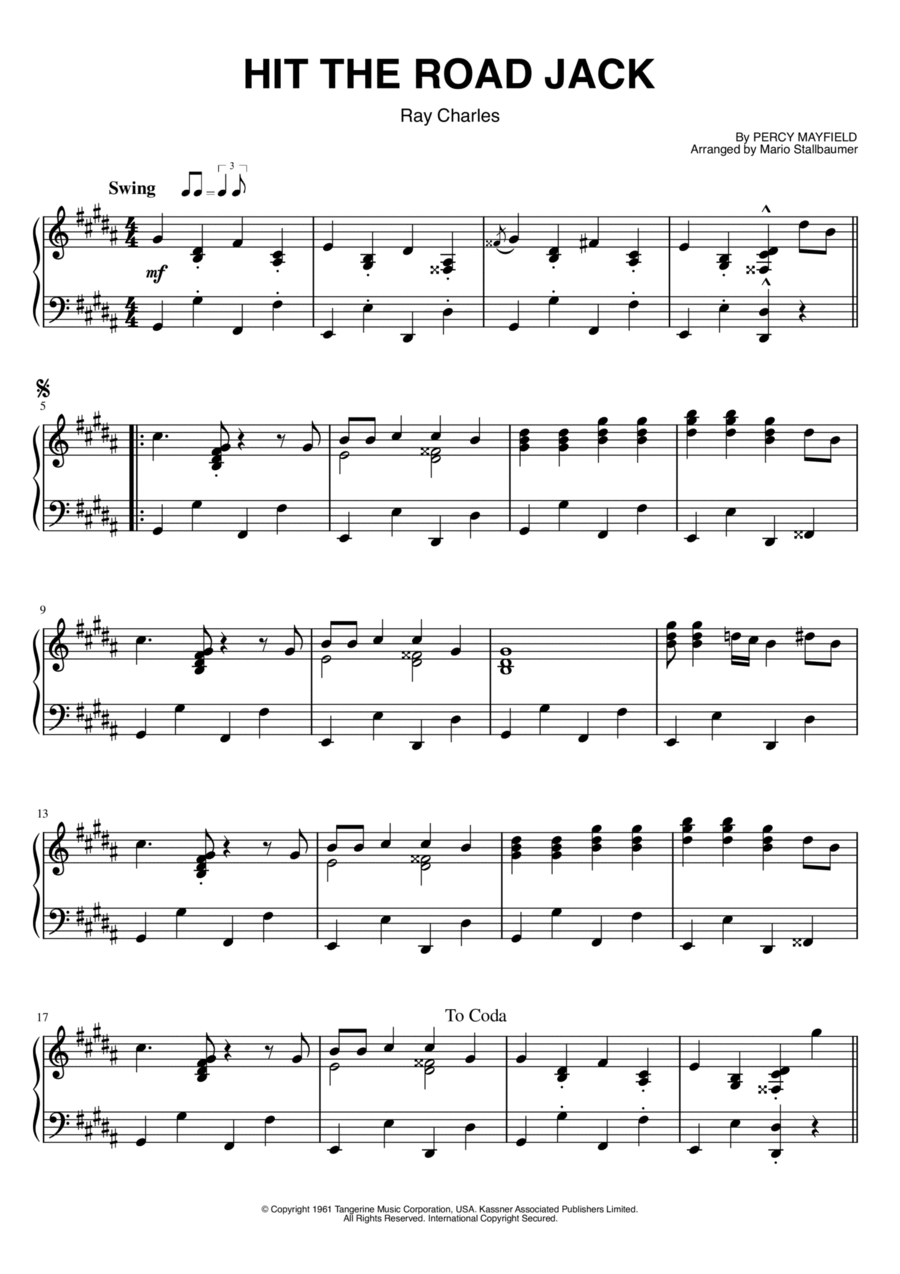Hit The Road Jack Piano Solo scores gallery preview page 1