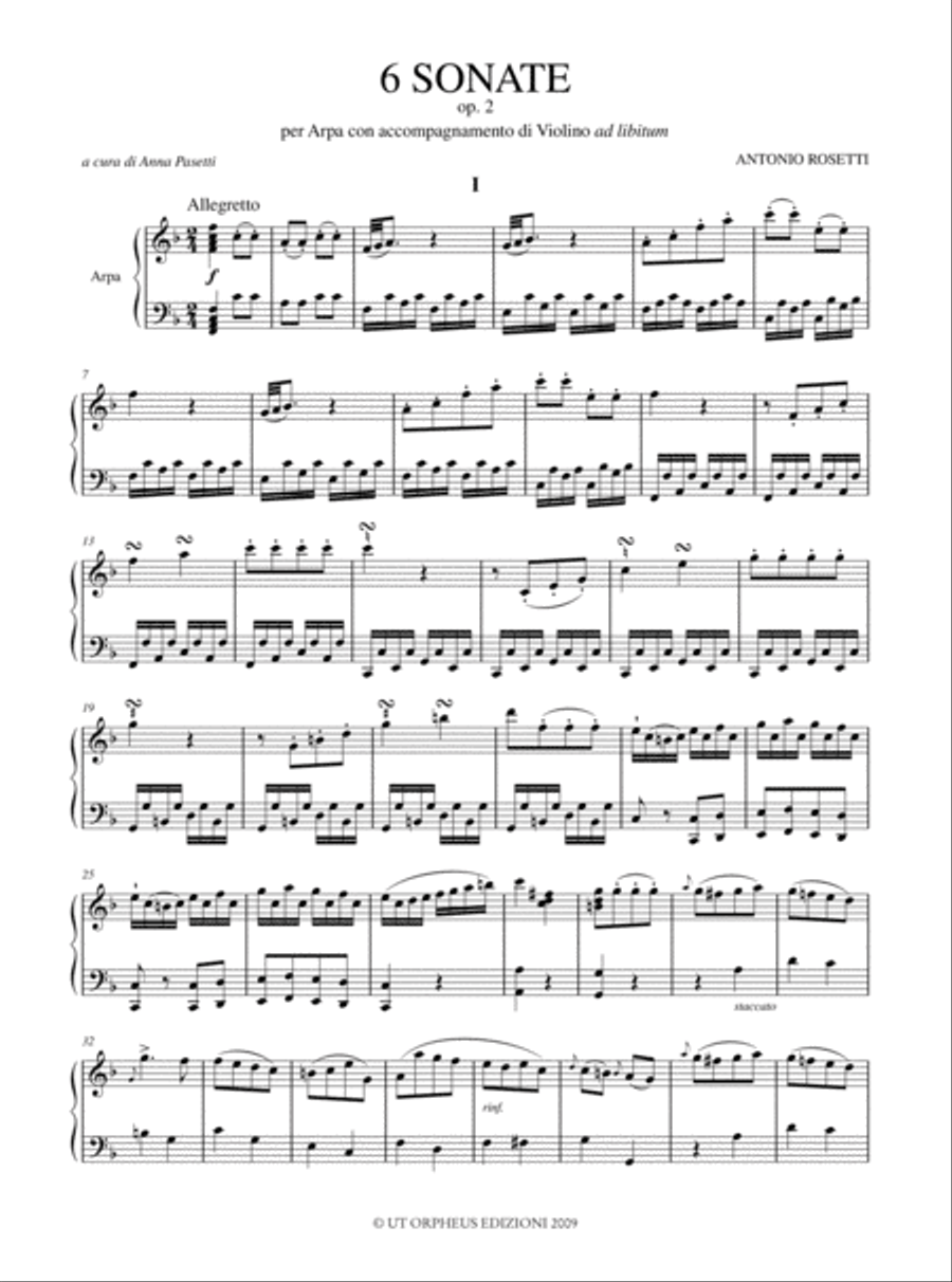 6 Sonatas Op. 2 for Harp and Violin ad libitum Harp scores gallery preview page 2