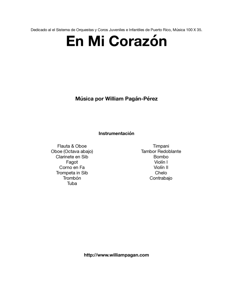 En Mi Corazon En Mi Corazon Full Orchestra scores gallery preview page 1