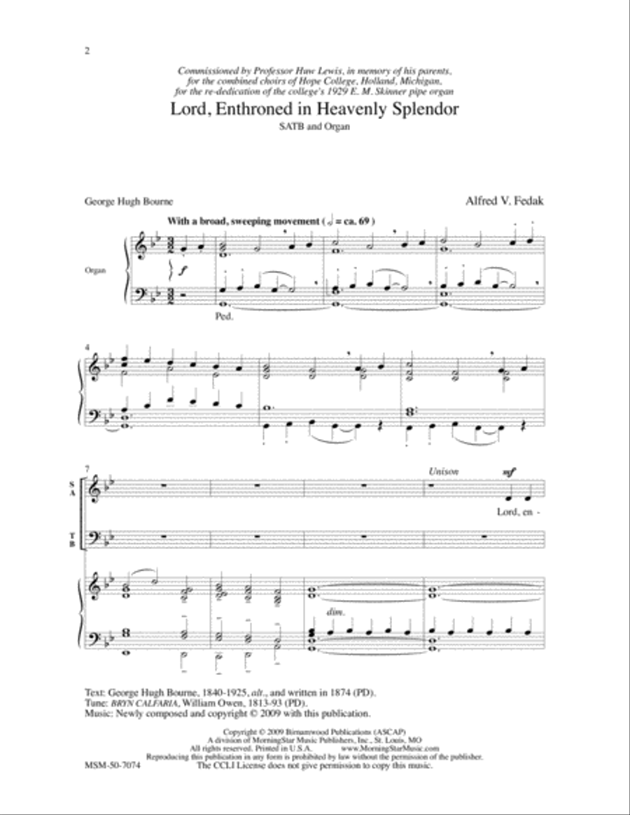 Lord, Enthroned in Heavenly Splendor 4-Part scores gallery preview page 2