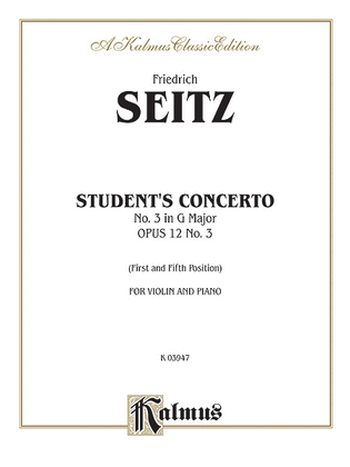 Book cover for Student's Concerto No. III in G Major, Op. 12