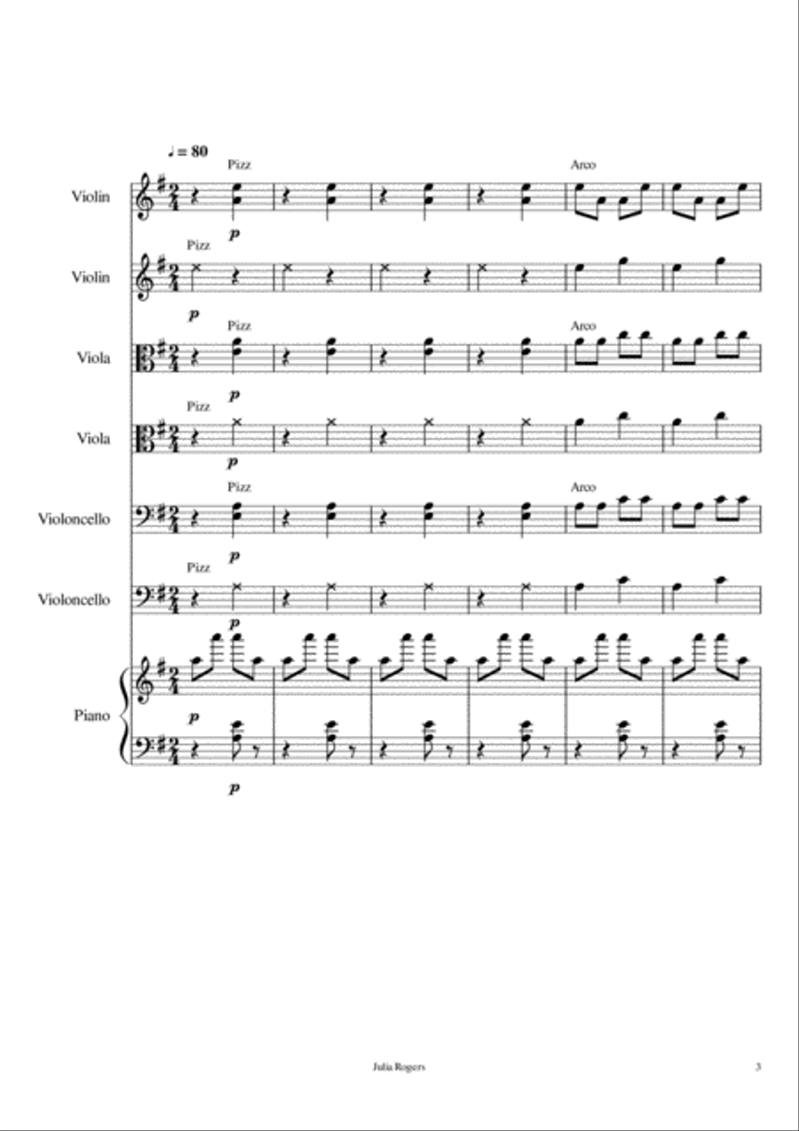 Fancy Pizzicato on the A & E string String Duet scores gallery preview page 3