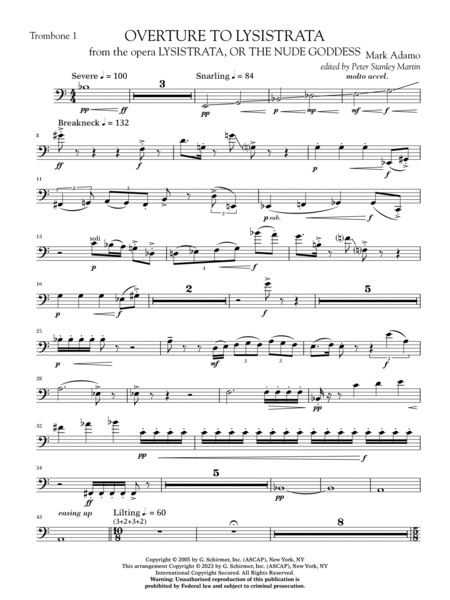 Overture to Lysistrata (arr. Peter Stanley Martin) - Trombone 1
