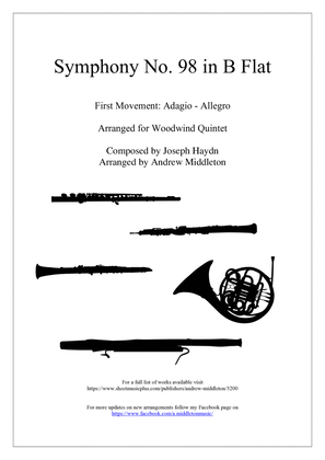 Haydn Symphony 98 First Movement arranged for Wind Quintet