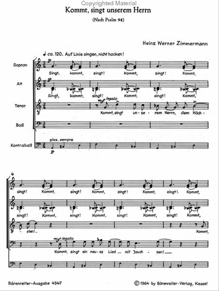 Kommt, singt unserem Herrn (1960/1964) Double Bass scores gallery preview page 2