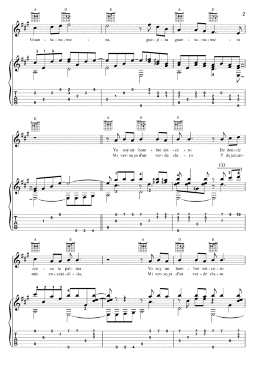 Guantanamera Classical Guitar scores gallery preview page 2