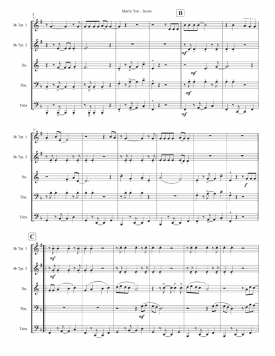 Marry You Brass Ensemble scores gallery preview page 2