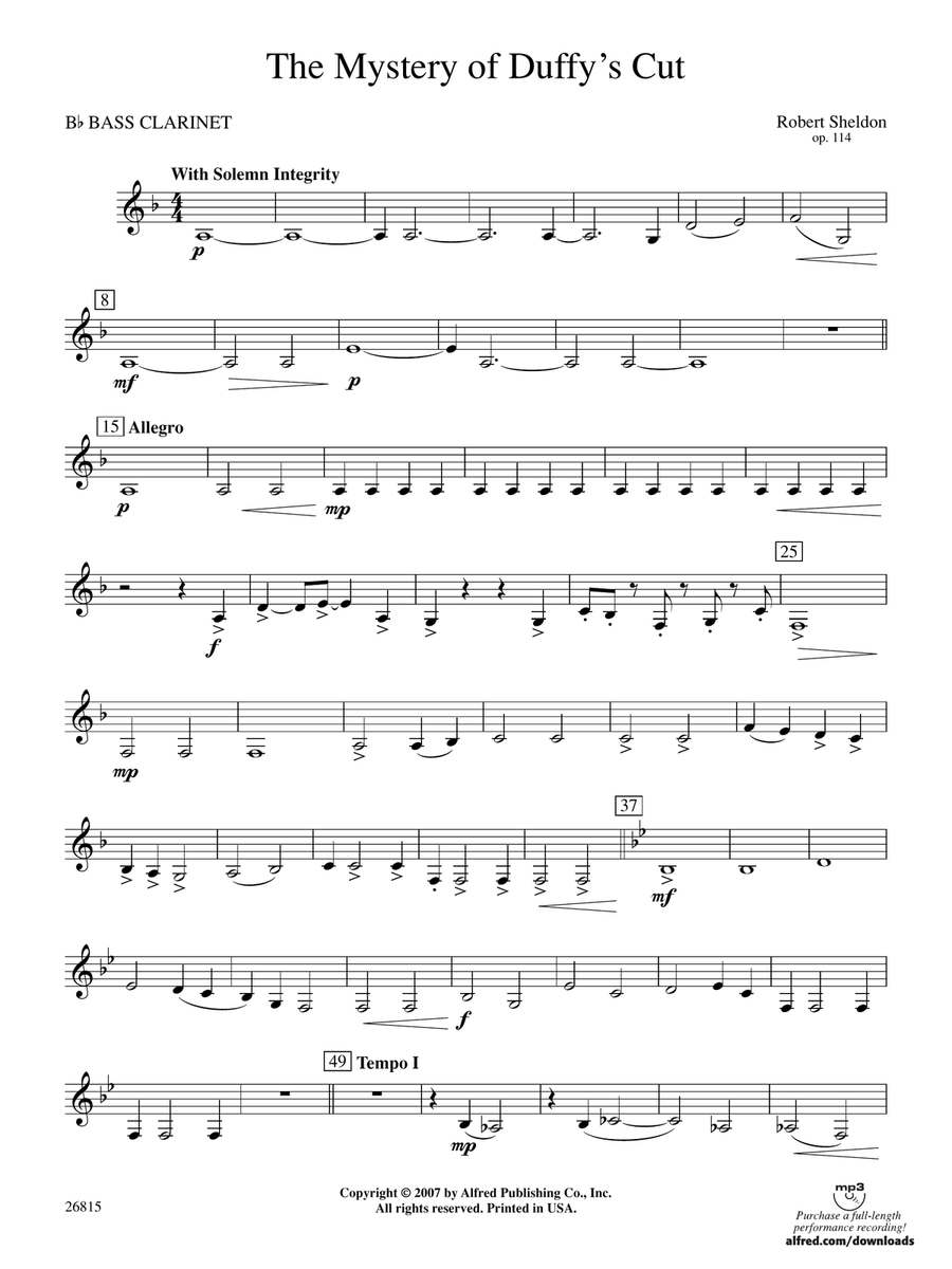 The Mystery of Duffy's Cut: B-flat Bass Clarinet