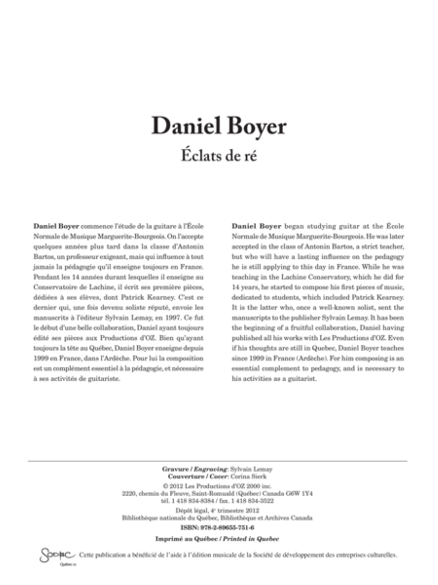 Éclats de Ré Classical Guitar scores gallery preview page 1