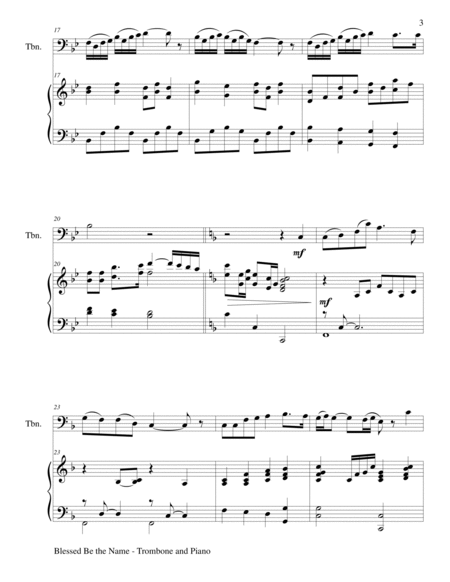 BLESSED BE THE NAME (Duet – Trombone and Piano/Score and Parts) image number null