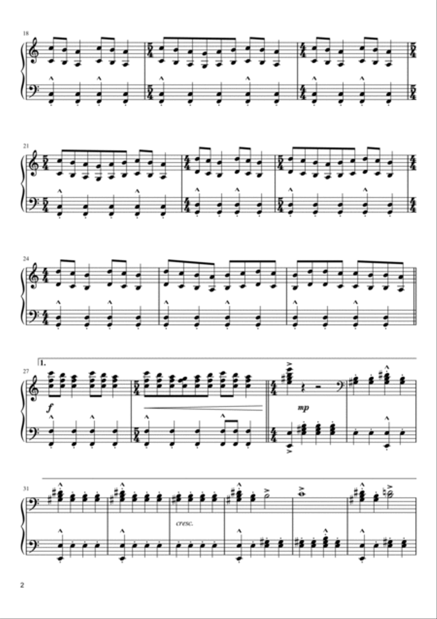 Godzilla (main Theme) Piano Solo scores gallery preview page 2