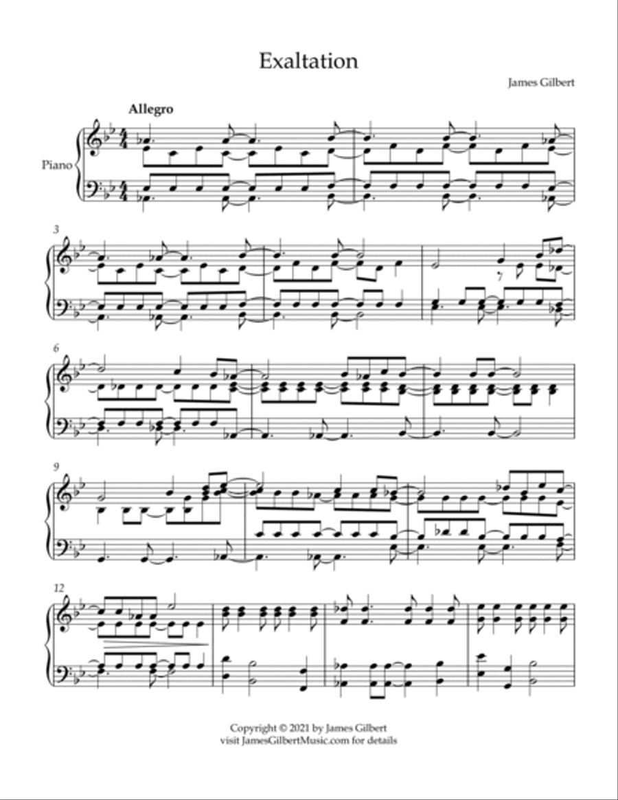 Exaltation Piano Solo scores gallery preview page 2