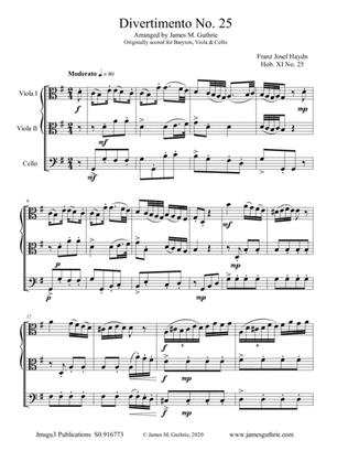 Book cover for Haydn: Divertimento No. 25 Trio for Two Violas & Cello