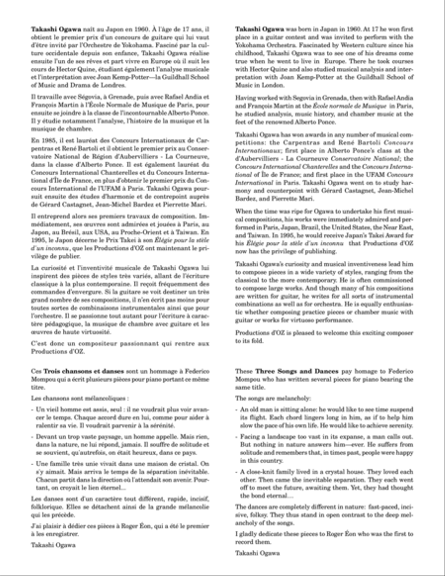 Trois chansons et danses Classical Guitar scores gallery preview page 2