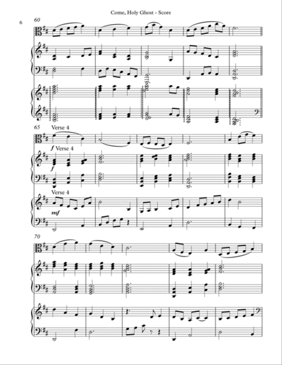 Come, Holy Ghost, Trio for Viola, Harp, Piano Pedal Harp scores gallery preview page 6