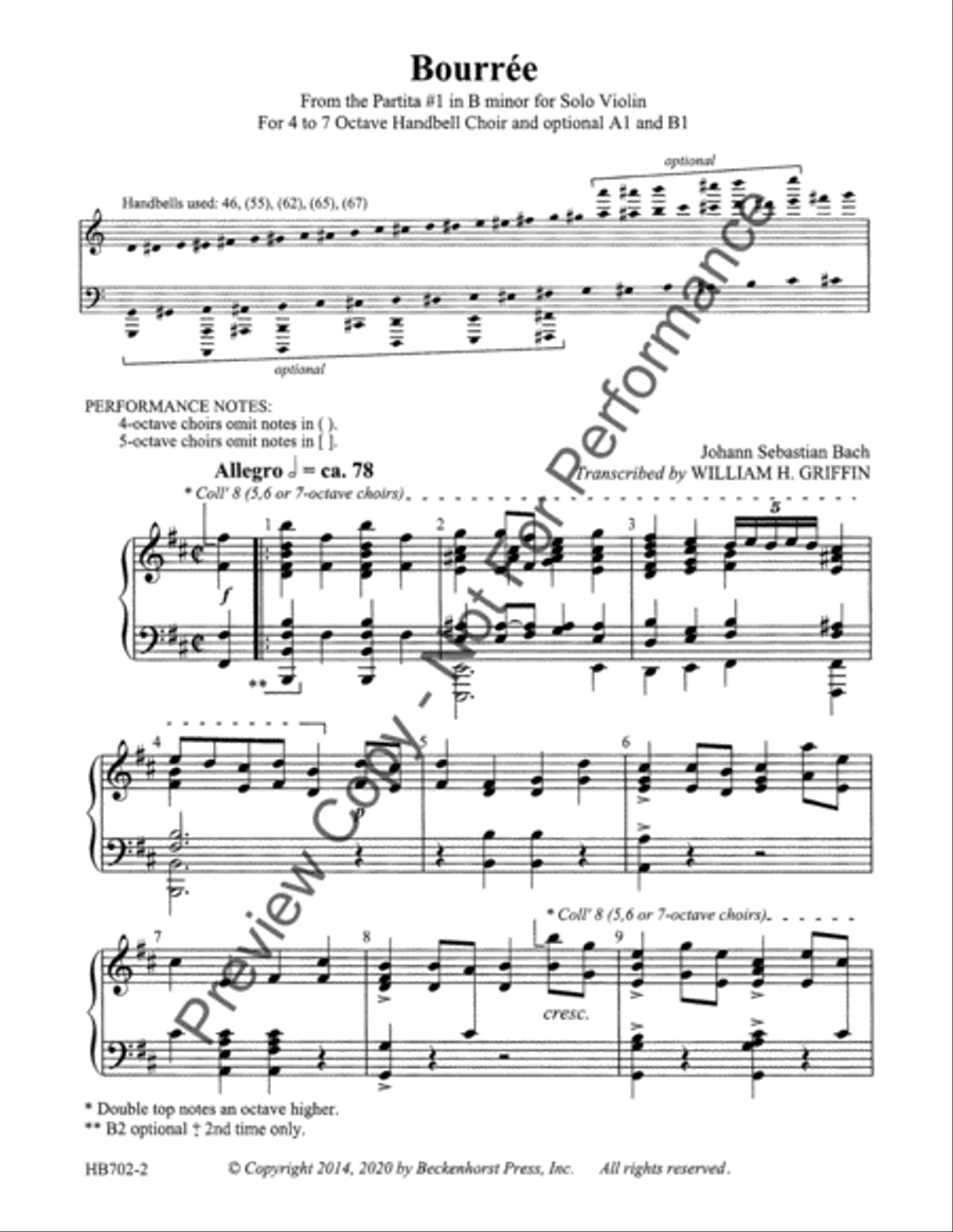 Bourree (revised) Handbell Choir scores gallery preview page 3