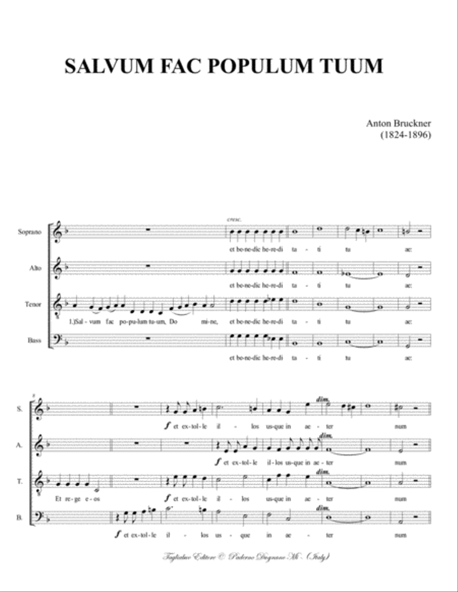 SALVUM FAC POPULUM TUUM - A. Bruckner - WAB 40 - Arr. for SATB Choir 4-Part scores gallery preview page 2