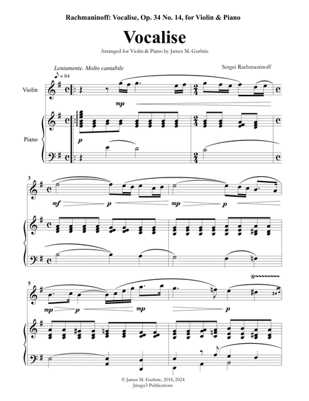 Rachmaninoff: Vocalise for Violin & Piano image number null