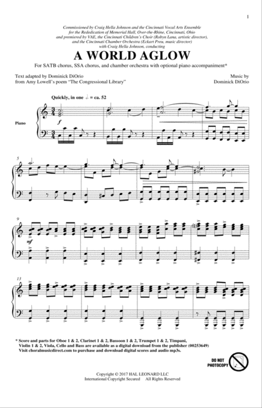 A World Aglow 4-Part scores gallery preview page 1