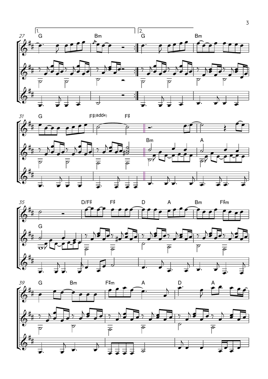 The Day You Went Away Guitar Ensemble scores gallery preview page 3