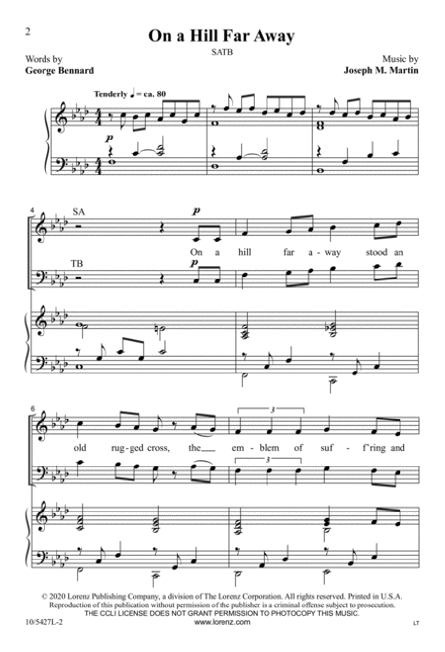 On a Hill Far Away 4-Part scores gallery preview page 2