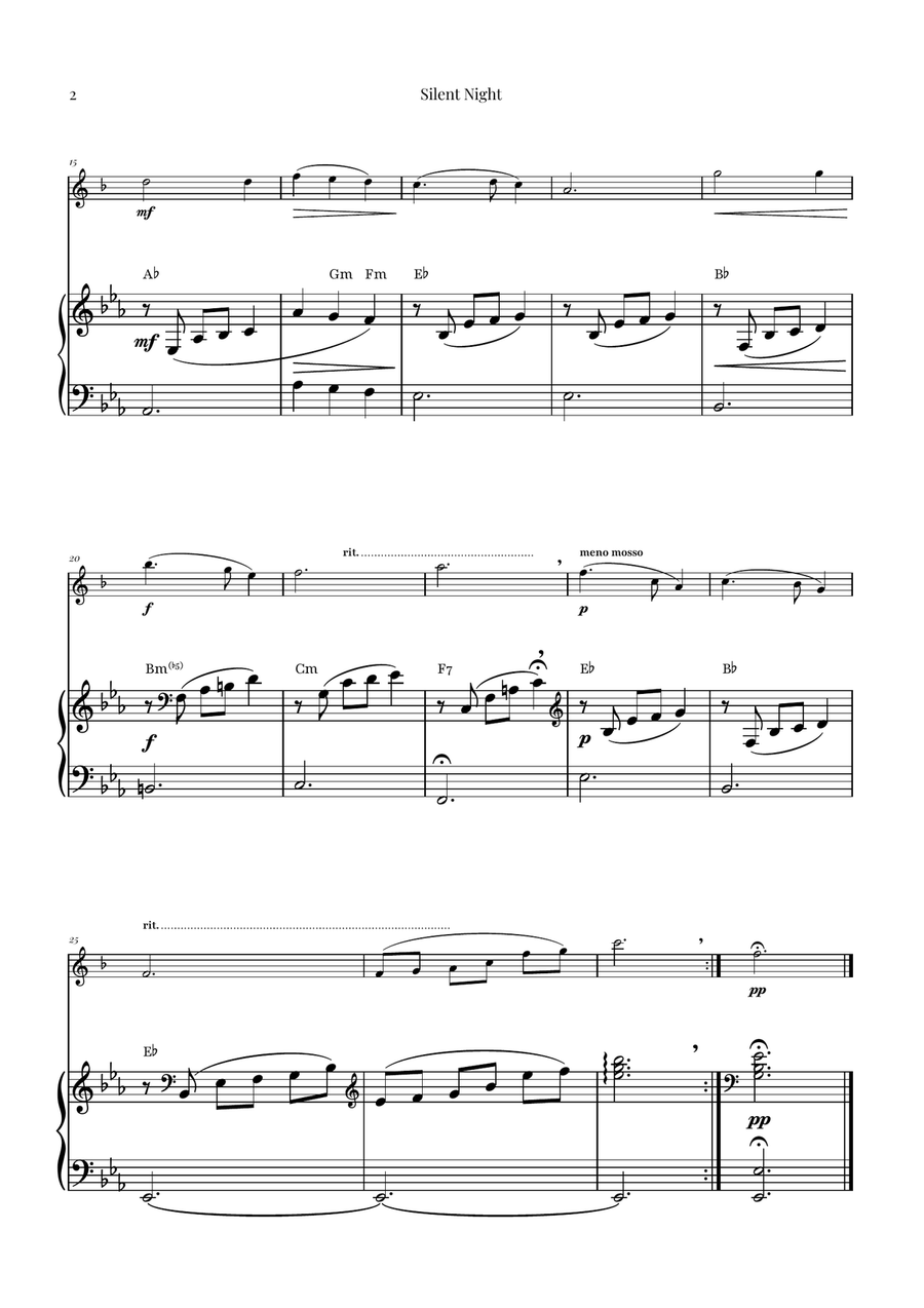 Silent Night | BEAUTIFUL Arrangement Soprano Saxophone scores gallery preview page 2