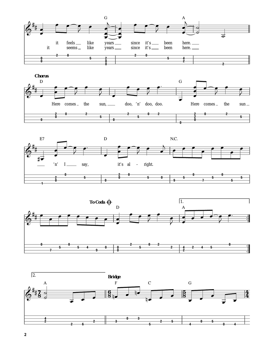 Here Comes The Sun Mandolin scores gallery preview page 2
