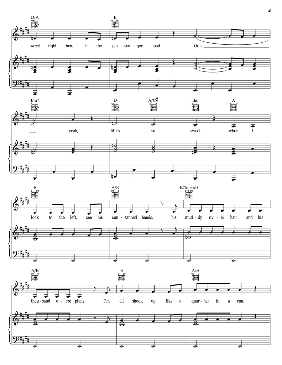 Passenger Seat Piano, Vocal, Guitar scores gallery preview page 3