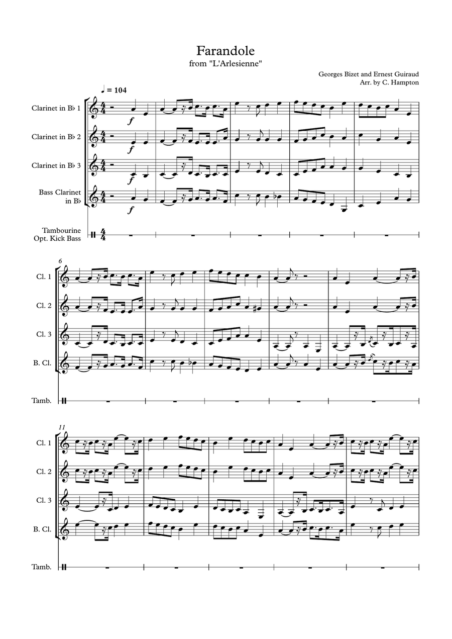 Farandole from "L'Arlesienne" for clarinet quartet image number null