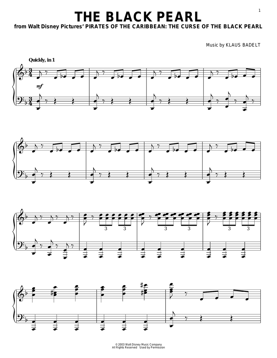 The Black Pearl Piano Solo scores gallery preview page 1