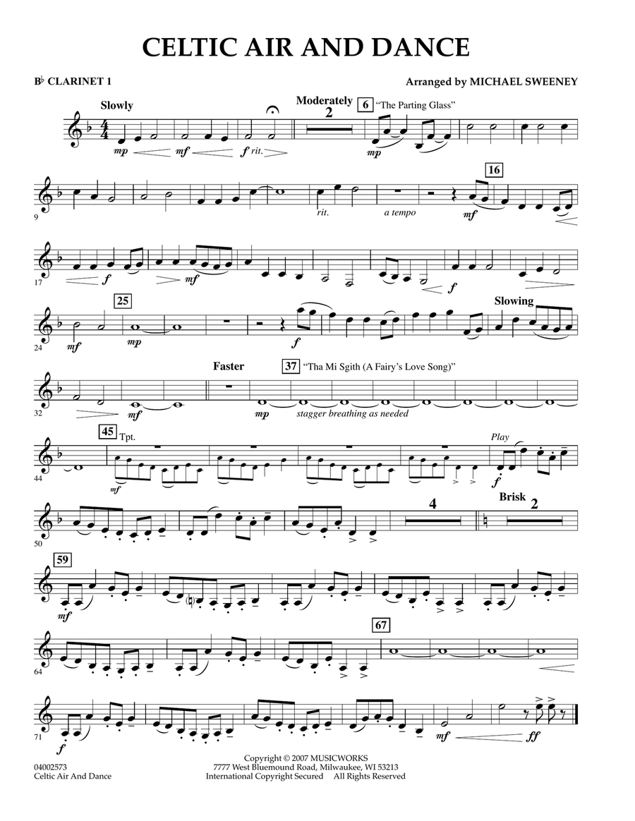 Celtic Air and Dance - Bb Clarinet 1 Concert Band scores gallery preview page 1