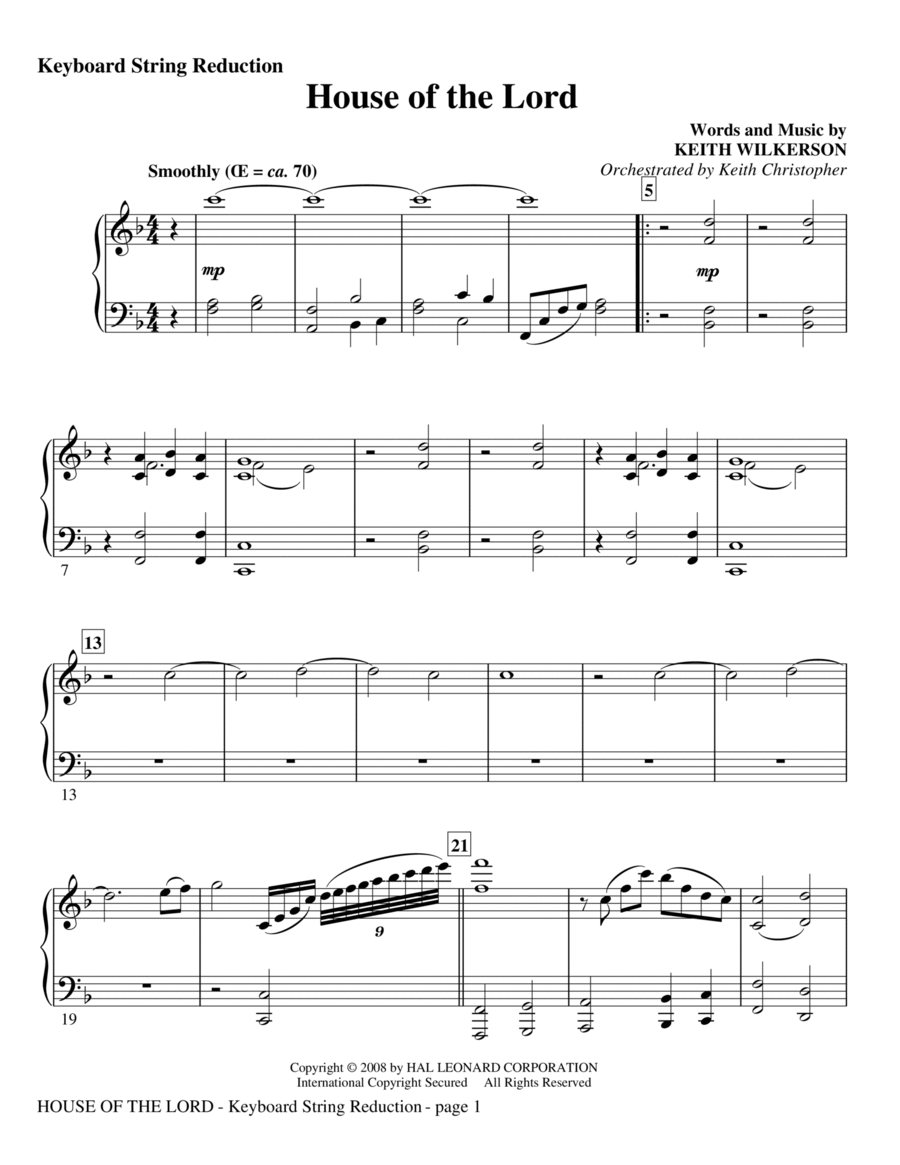 House Of The Lord - Keyboard String Reduction Choir scores gallery preview page 1