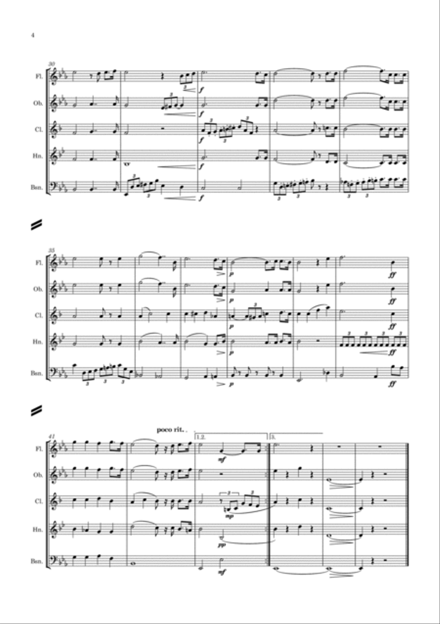 Adam: Cantique de Noël (O Holy Night) - wind quintet Woodwind Quintet scores gallery preview page 4