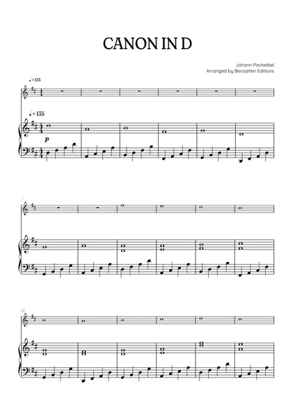 Pachelbel Canon in D • oboe sheet music with piano accompaniment image number null