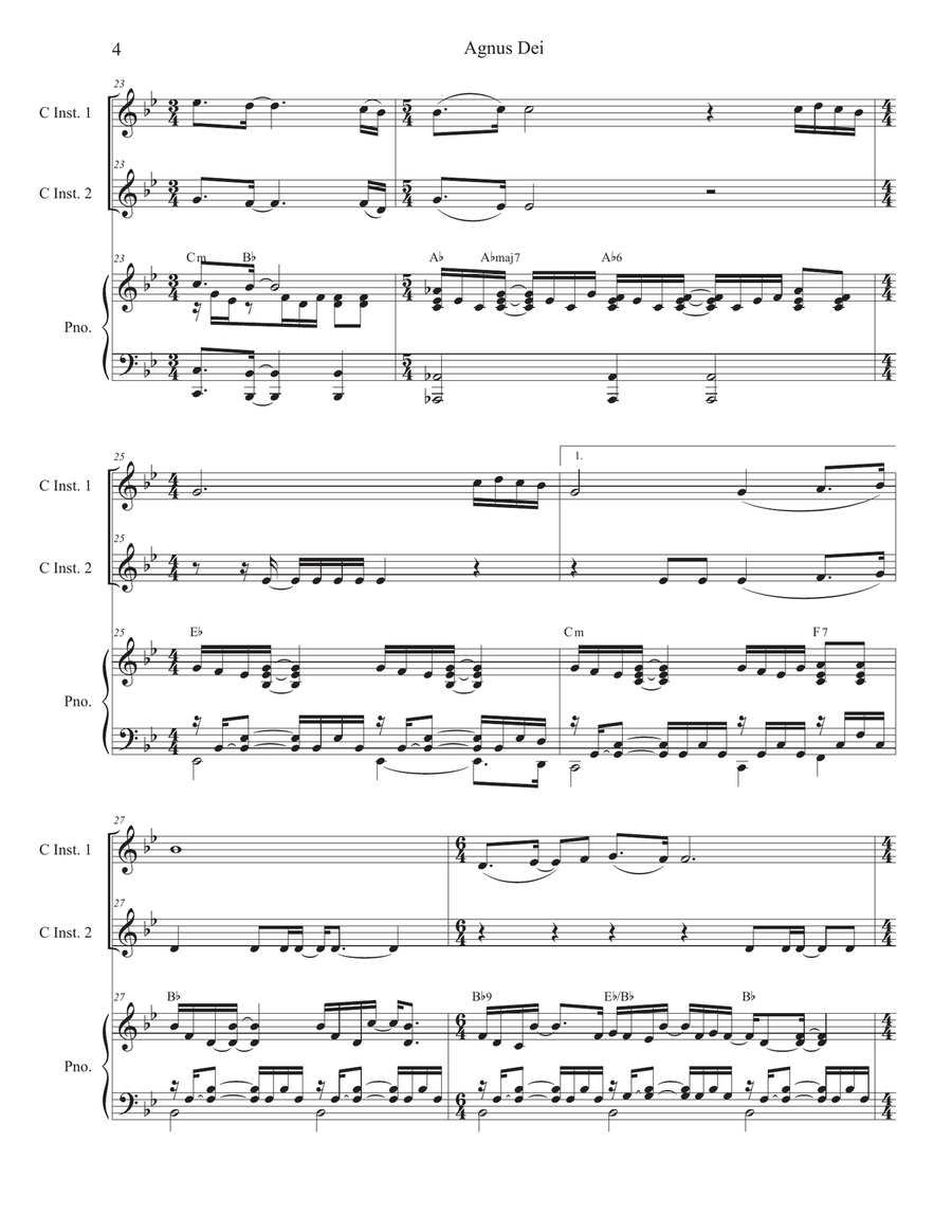 Agnus Dei Piano scores gallery preview page 4