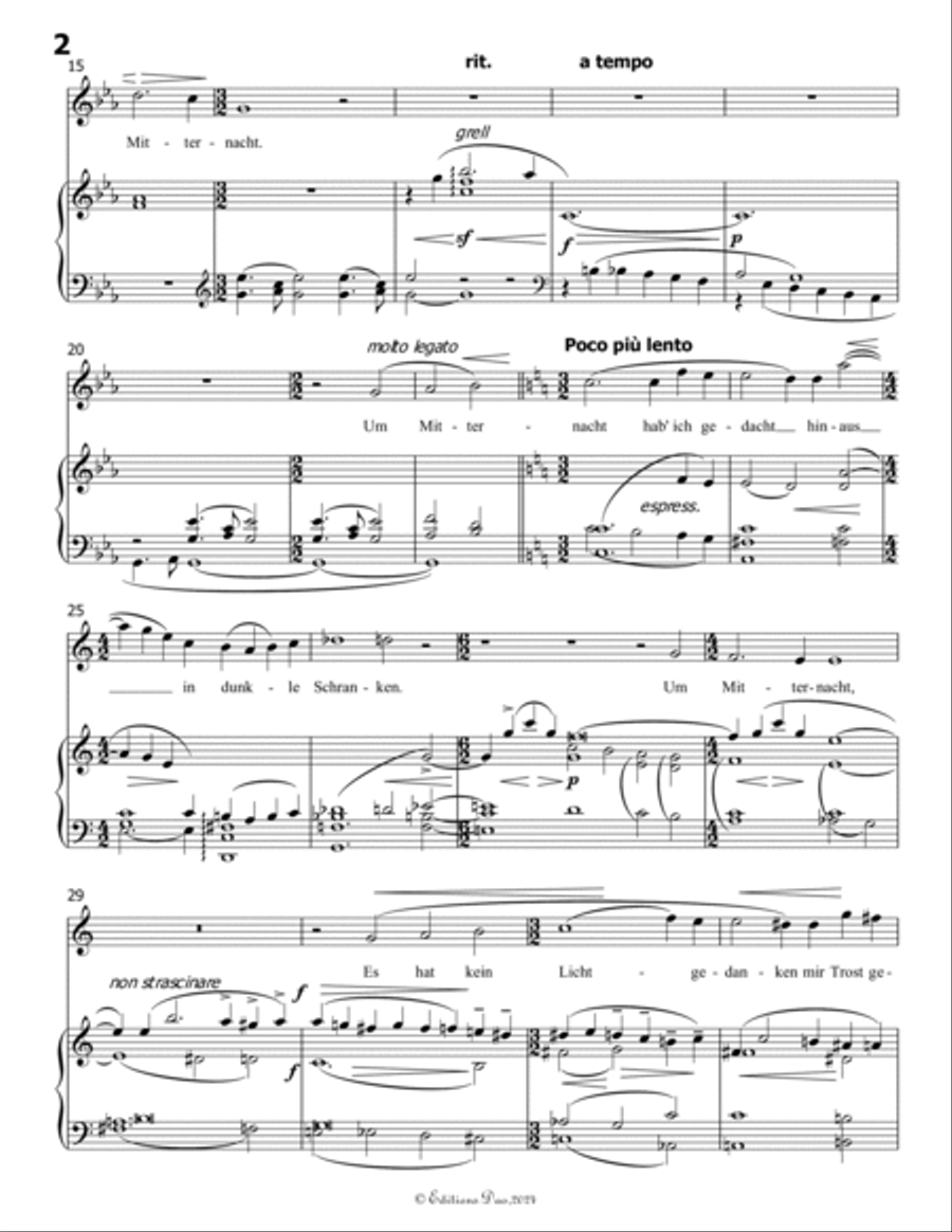 Um Mitternacht, by Mahler, in c minor Piano, Vocal scores gallery preview page 4