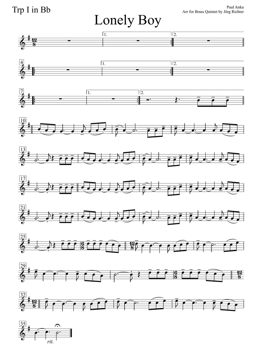 Lonely Boy Lonely Boy Brass Ensemble scores gallery preview page 6