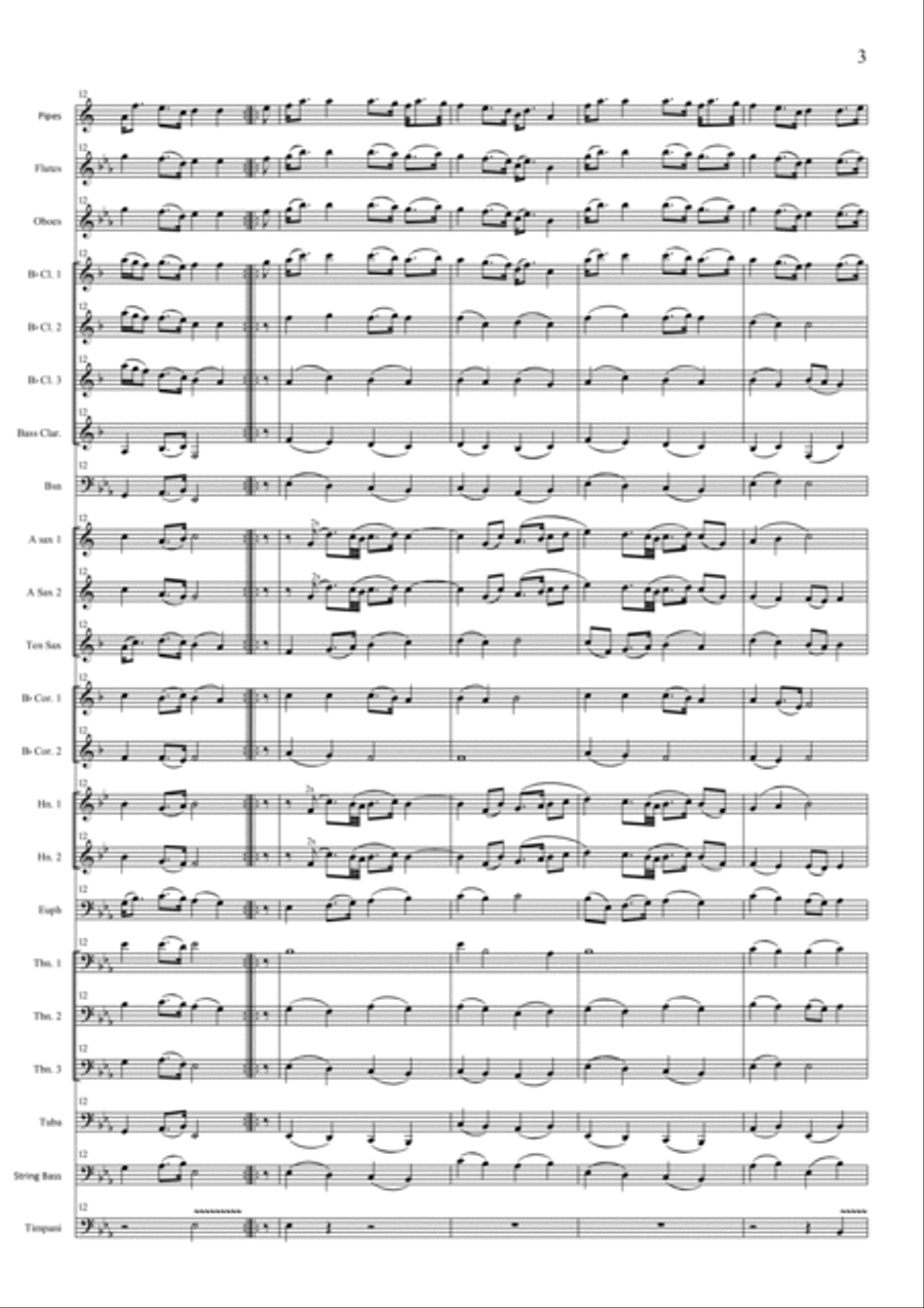 The Flowers of the Forest for bagpipes and concert band Concert Band scores gallery preview page 3