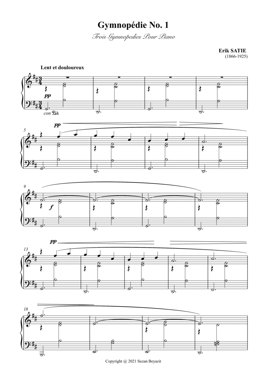 Gymnopedia No.1 Piano Solo scores gallery preview page 1