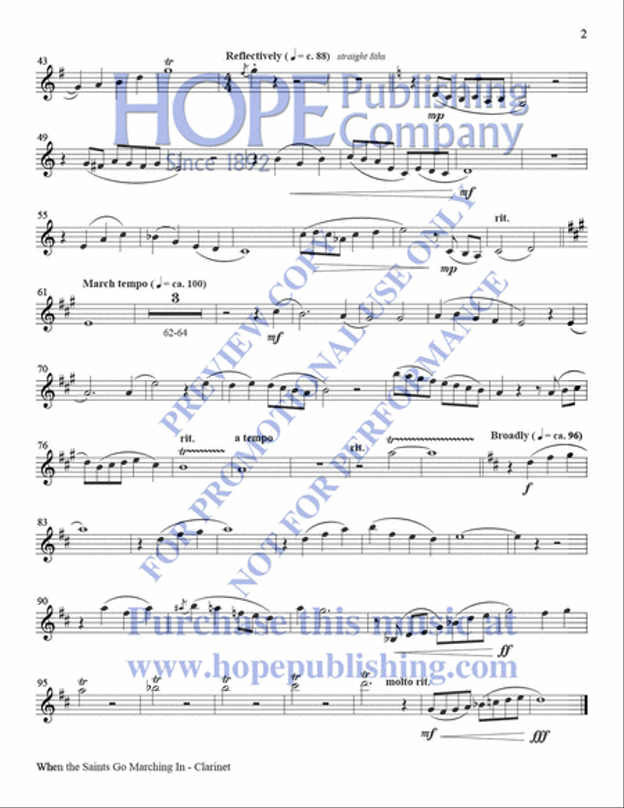 When the Saints Go Marching In Clarinet scores gallery preview page 15