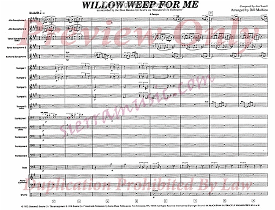 Willow Weep For Me Jazz Ensemble scores gallery preview page 2
