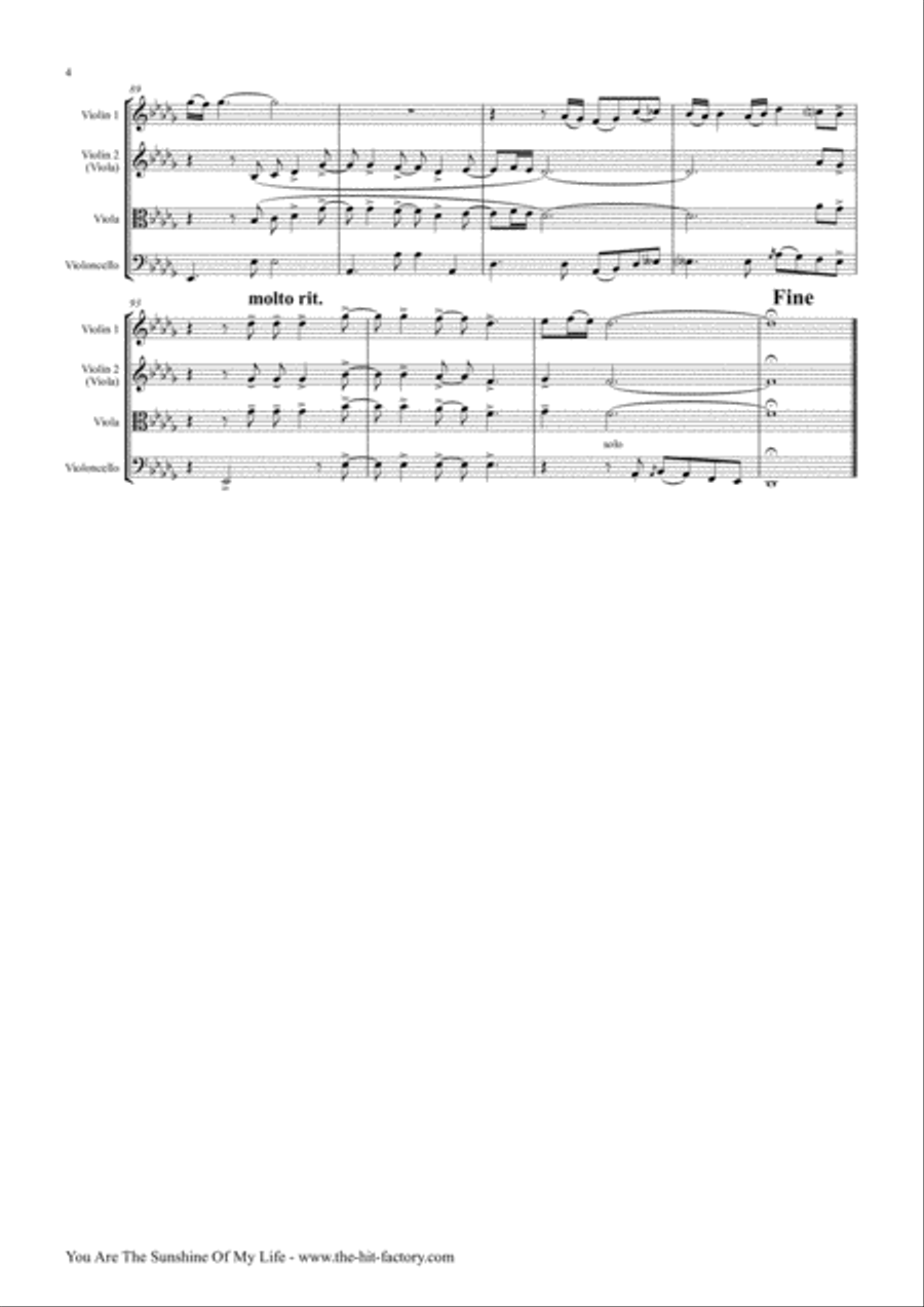 You Are The Sunshine Of My Life String Trio scores gallery preview page 4
