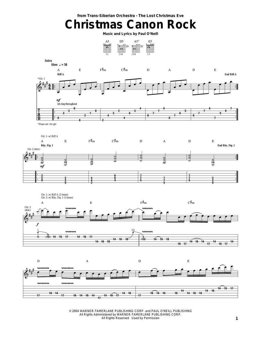 Christmas Canon Rock Classical Guitar scores gallery preview page 1