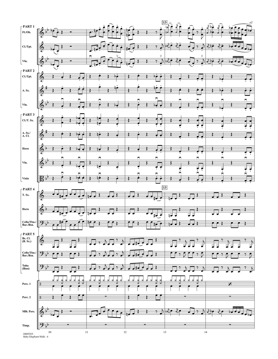 Baby Elephant Walk - Full Score Concert Band scores gallery preview page 4