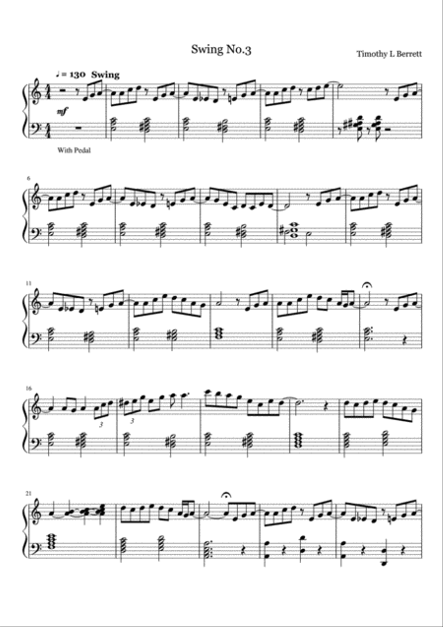 Swing No 3 Swing No 3 Piano Solo scores gallery preview page 1