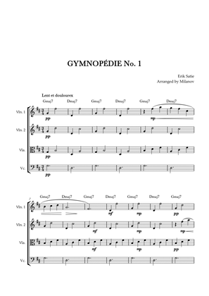 Gymnopédie no 1 | String Quartet | Original Key | Chords | Easy intermediate
