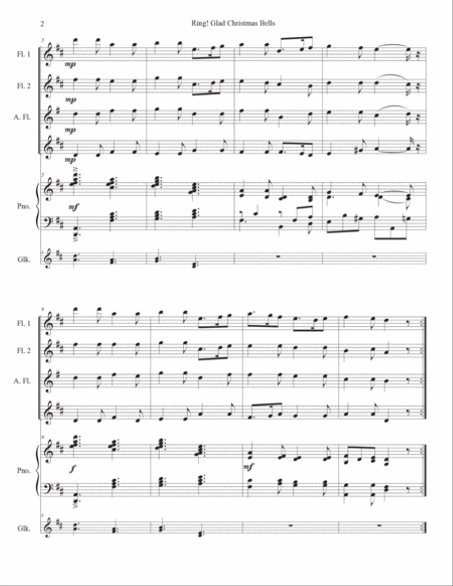 Ring Glad Christmas Bells - flute ensemble Ring Glad Christmas Bells - flute ensemble Woodwind Ensemble scores gallery preview page 2