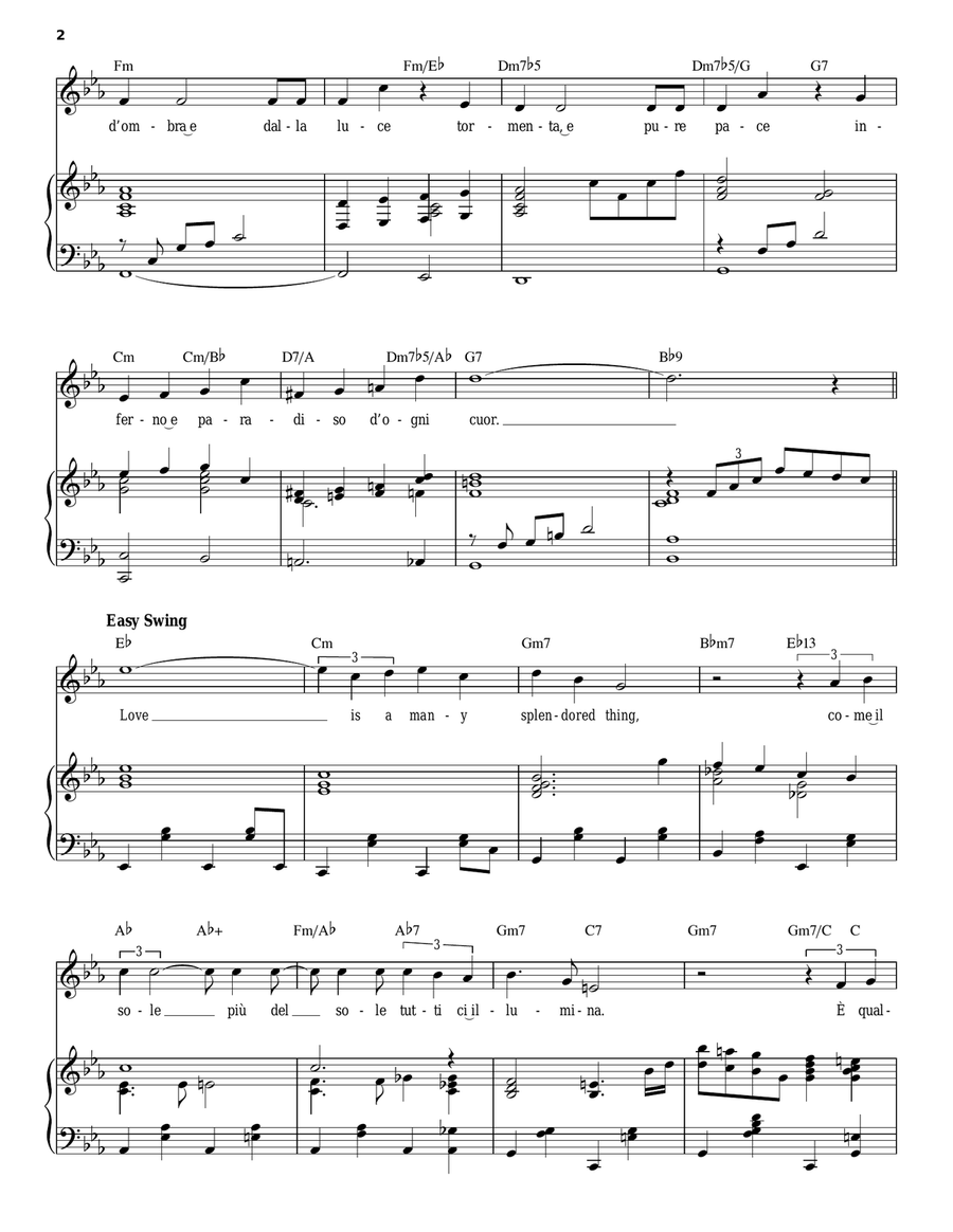 L'Amore E Una Cosa Mervavigliosa (Love Is A Many-Splendored Thing) Piano, Vocal scores gallery preview page 2