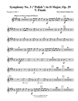 Tchaikovsky Symphony No. 3, Movement V - Trumpet in Bb 1 (Transposed Part), Op. 29