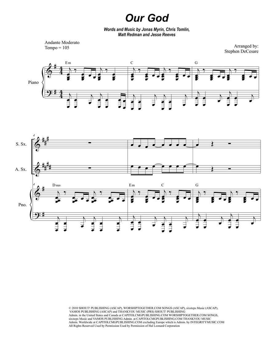 Our God Saxophone Quartet scores gallery preview page 1
